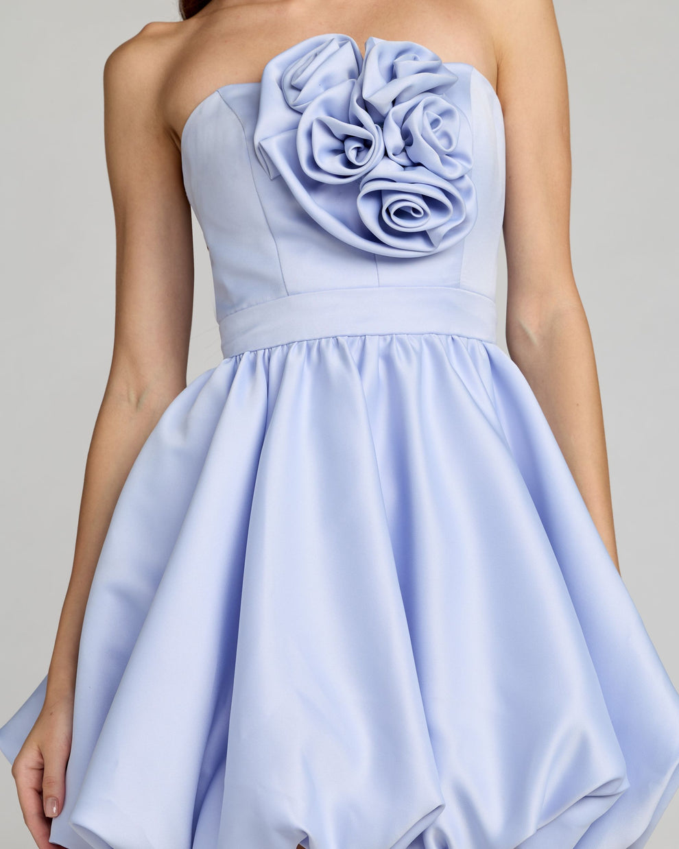Cocktail Dresses Short 3D Floral Applique Mini Cocktail Dress Mac Duggal 27843 Powder Blue