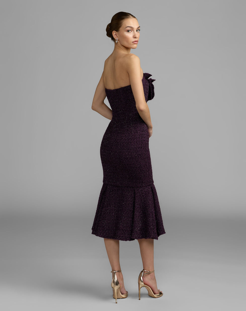 Strapless Curved Neck Midi Lace Cocktail Mermaid Mac Duggal 27869
