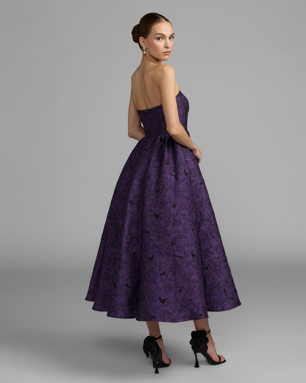 Strapless Curved Neck Floor-Length Lace Cocktail A-Line Mac Duggal 27880