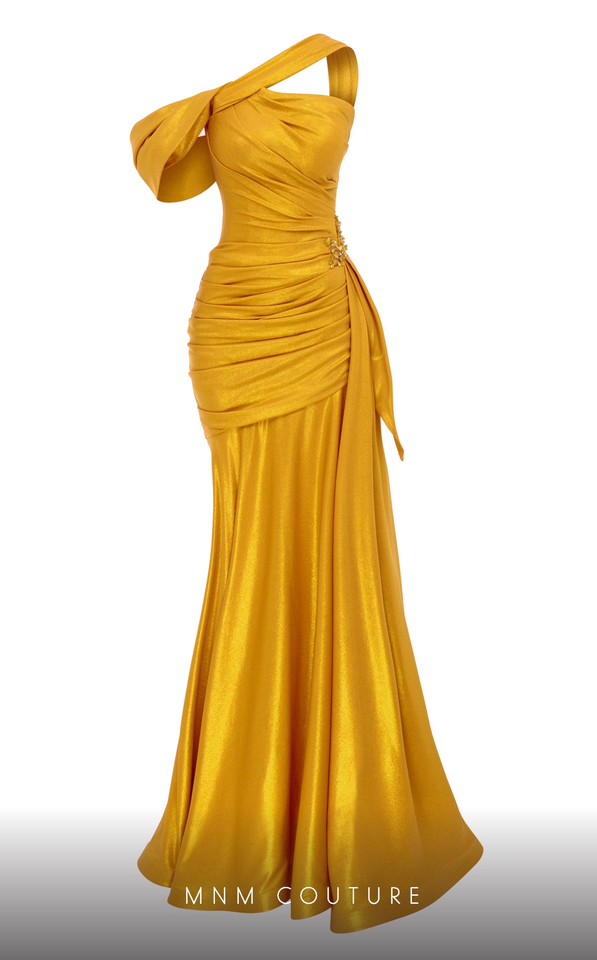 One-Shoulder Floor-Length Satin Formal Mermaid MNM Couture 2792