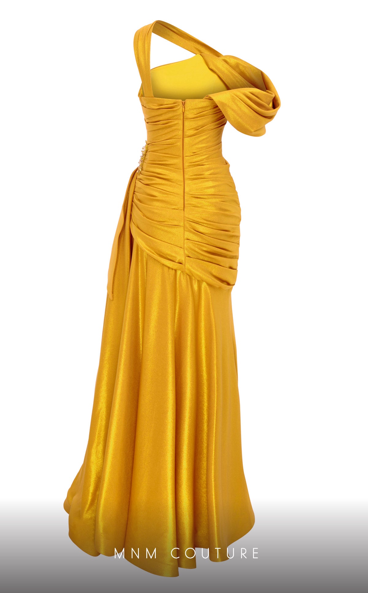One-Shoulder Floor-Length Satin Formal Mermaid MNM Couture 2792