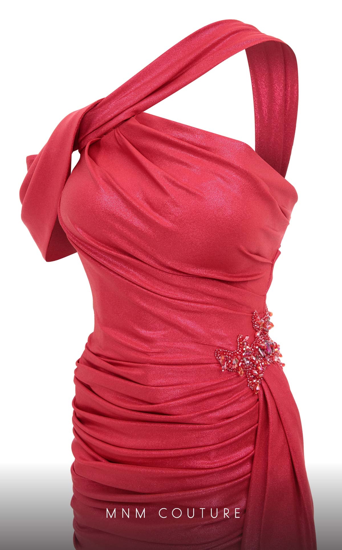 One-Shoulder Floor-Length Satin Formal Mermaid MNM Couture 2792