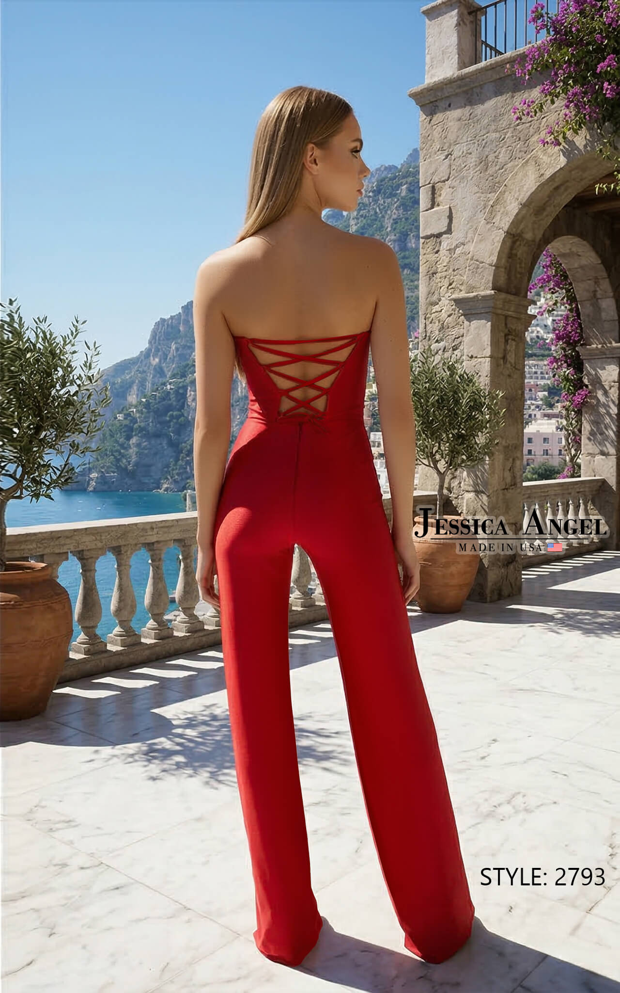 Strapless Straight Neck Floor-Length Jersey Formal Sheath/Column Jessica Angel 2793