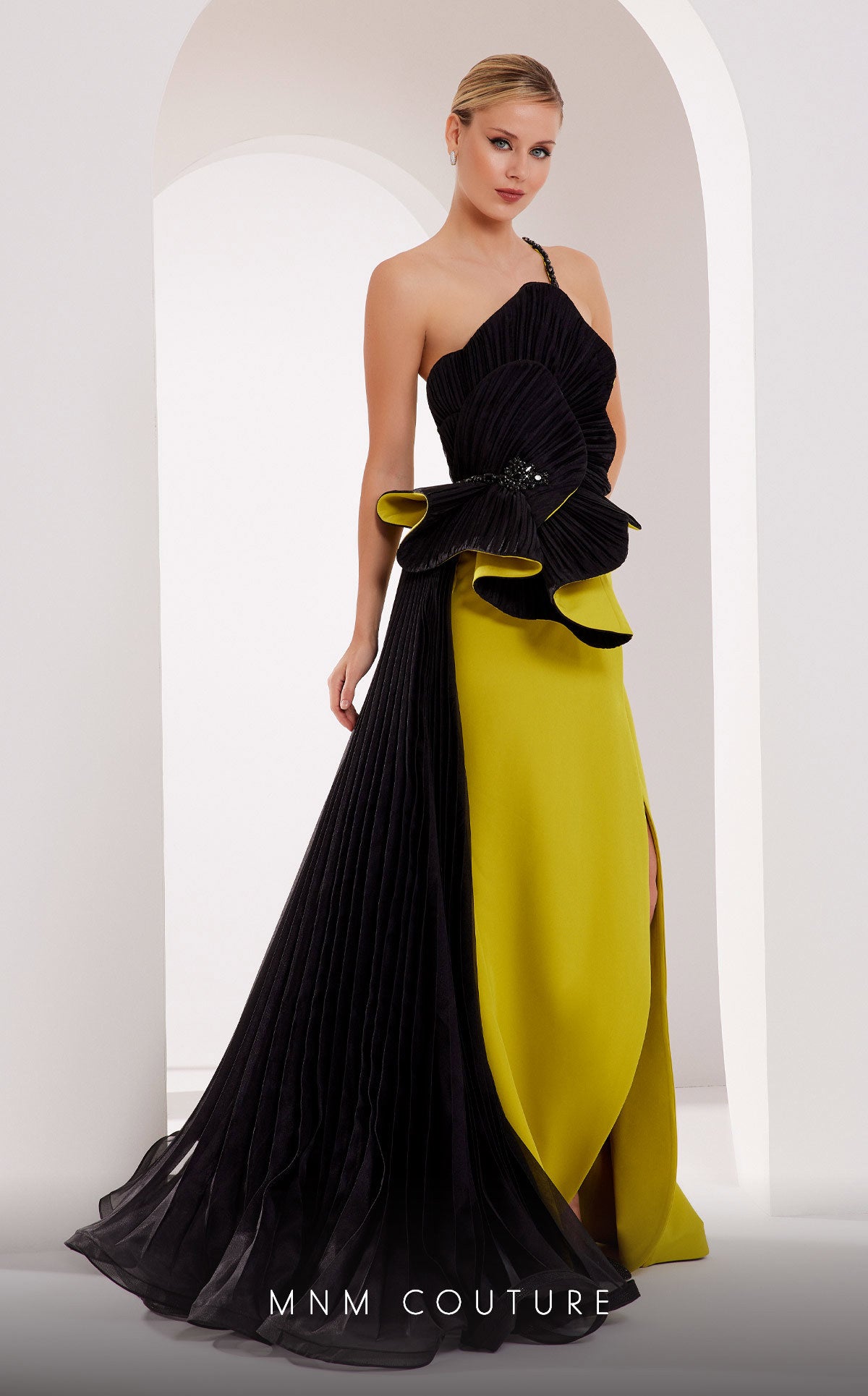 Formal Dresses Beaded Fitted Long Pleated Evening Formal Dress Black Olive