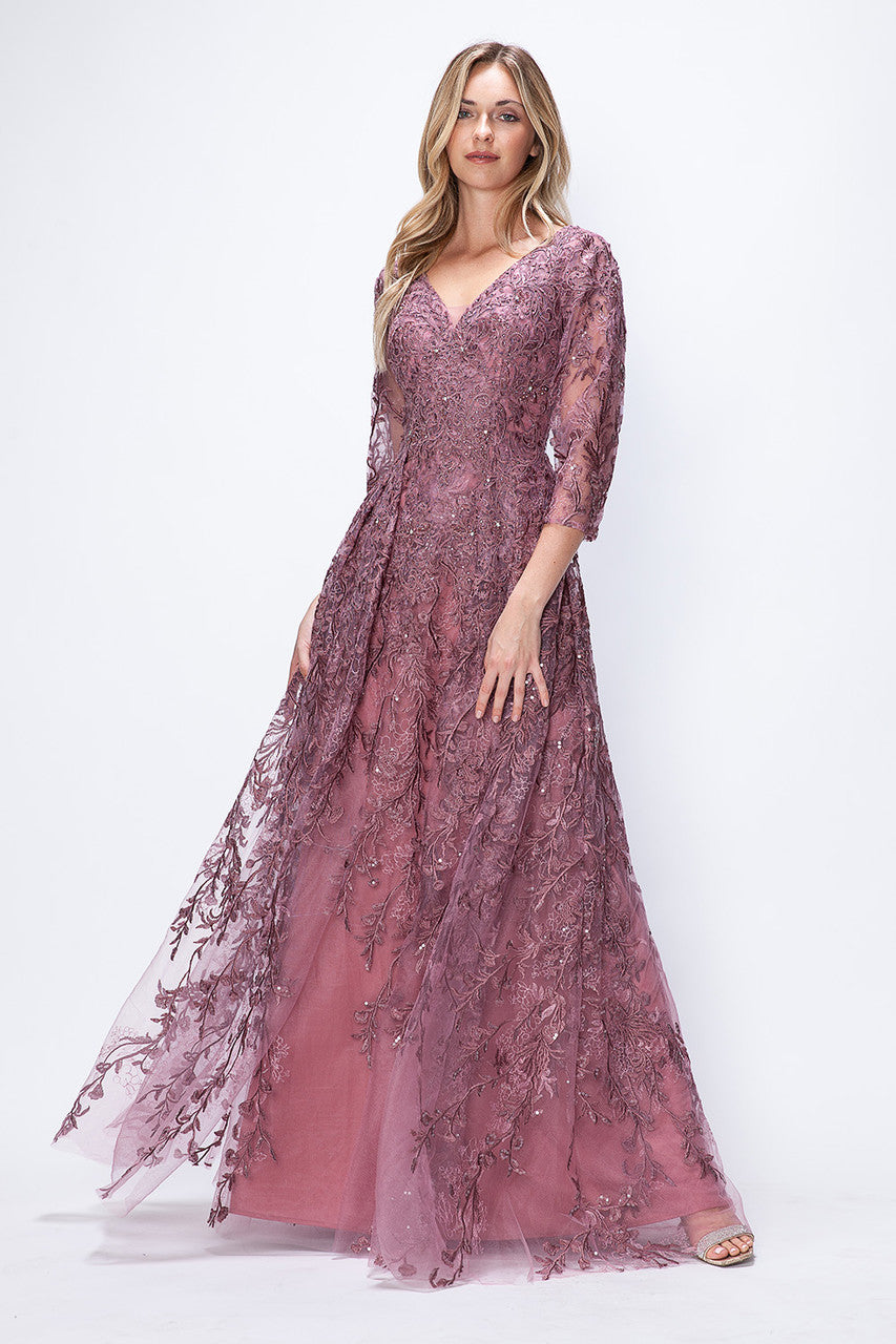 Mother of the Bride Dresses Long Formal Lace Mother of the Bride Dress Lenovia 8356 Mauve