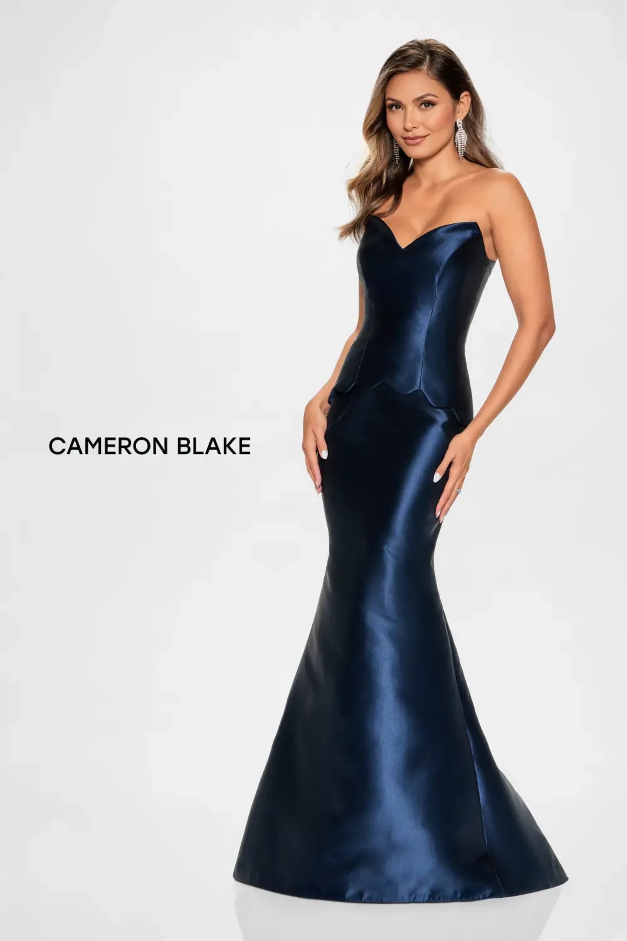 Formal Dresses Long Mermaid Formal Peplum Evening Dress Navy Blue