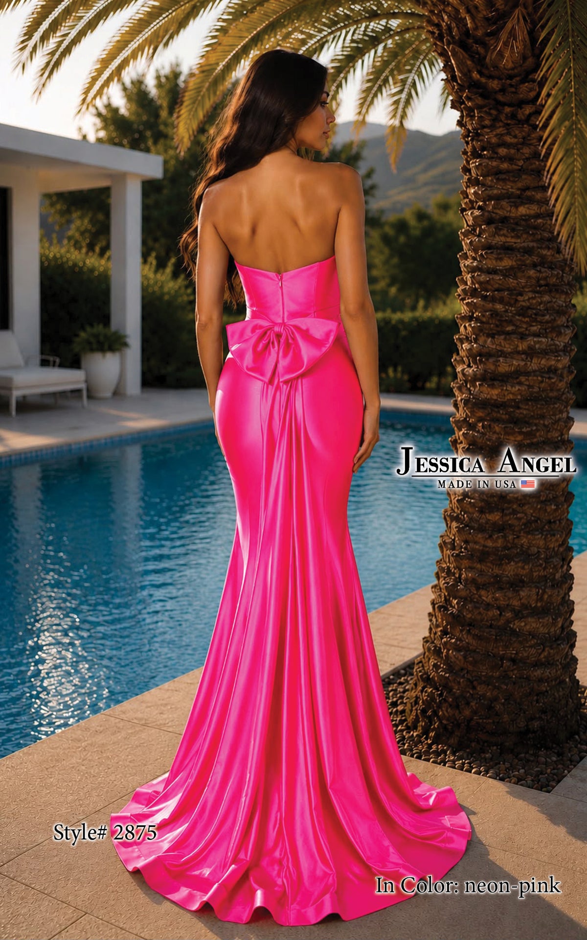 Strapless Curved Neck Floor-Length Satin Formal Mermaid Jessica Angel 2875