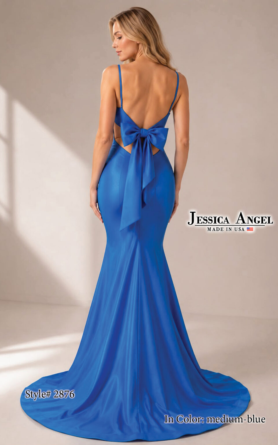 V-Neck Floor-Length Satin Formal Mermaid Jessica Angel 2876