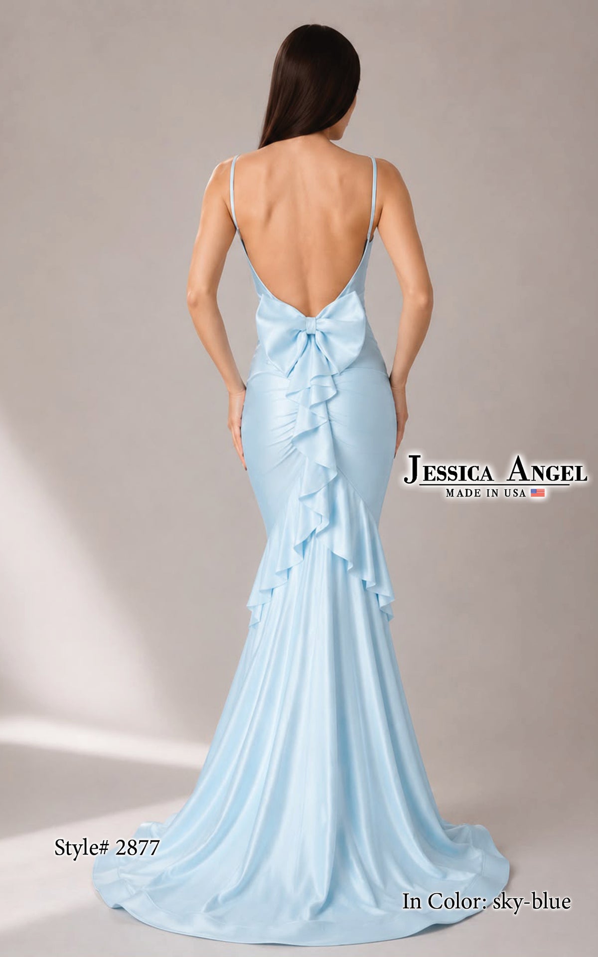 V-Neck Floor-Length Satin Occasion Mermaid Jessica Angel 2877