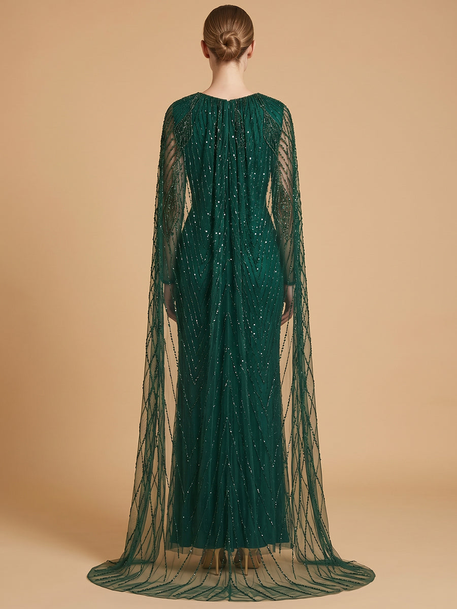 V-Neck Floor-Length Sequin Formal Sheath Lara 28839