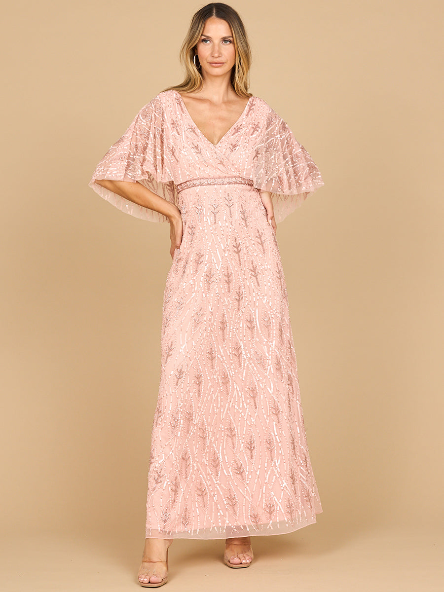Mother of the Bride Dresses Long Formal Cape Mother of the Bride Dress Lara Dresses 28862 Light Pink