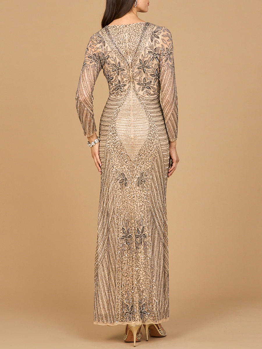 Formal Dresses Formal Long Beaded Evening Dress Nude