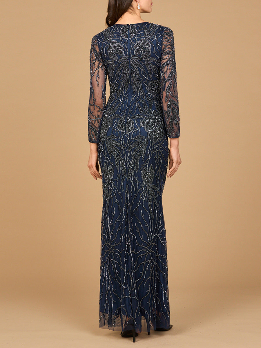Mother of the Bride Dresses Long Beaded Mother of the Bride Formal Dress Navy