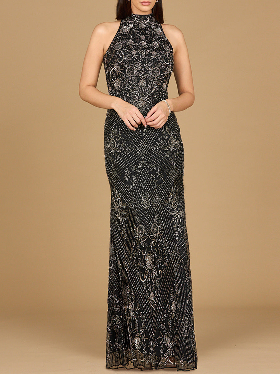 Formal Dresses Beaded Long Formal Evening Dress Black