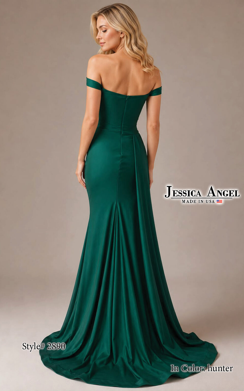 Off-the-Shoulder Floor-Length Satin Formal Mermaid Jessica Angel 2890