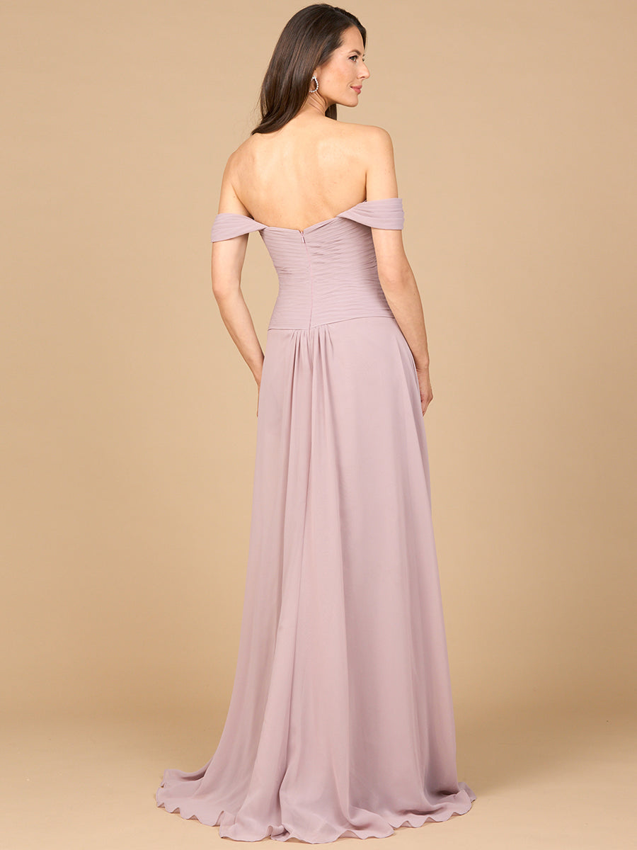 Prom Dresses Long Floral Applique Formal A Line Dress Dusty Rose