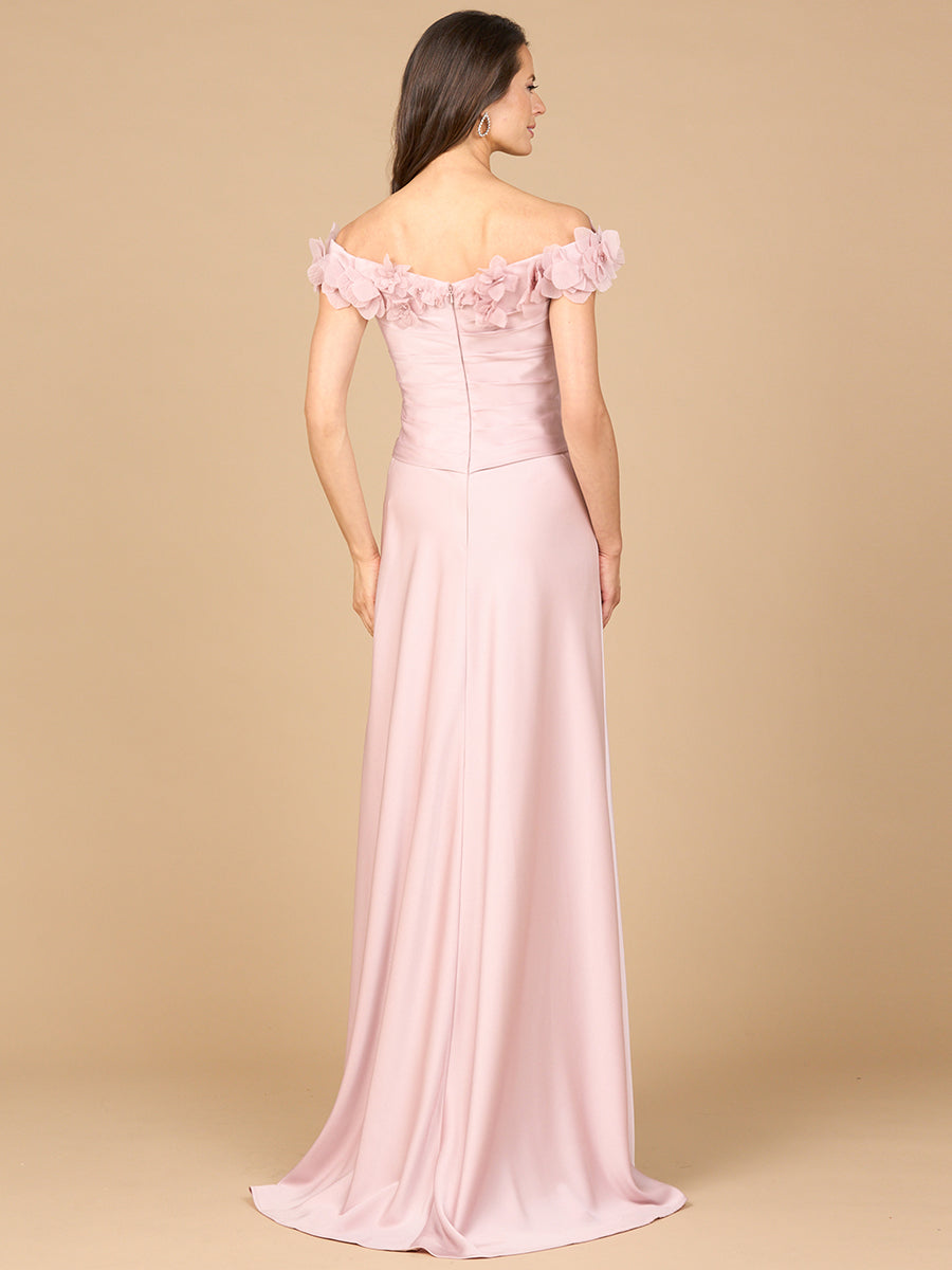Formal Dresses Long 3D Floral Applique A Line Formal Dress Blush