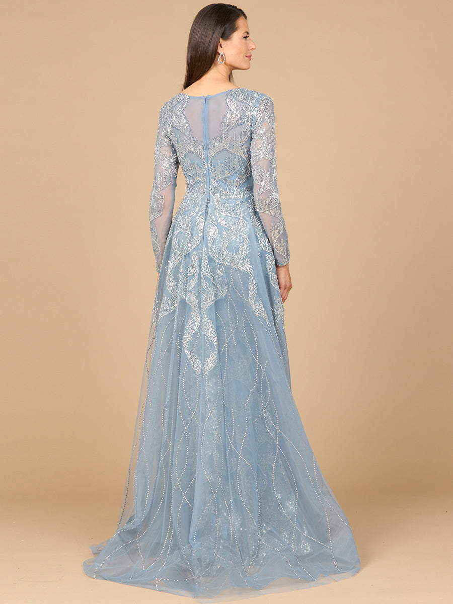 Formal Dresses Long Lace Formal Overskirt Evening Dress Slate