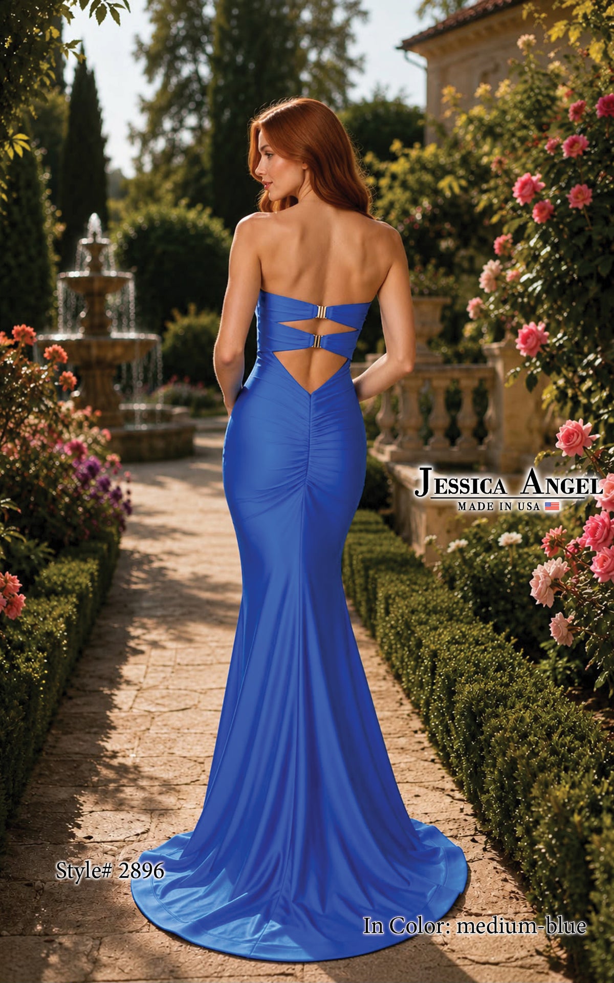 Strapless Curved Neck Floor-Length Satin Formal Mermaid Jessica Angel 2896