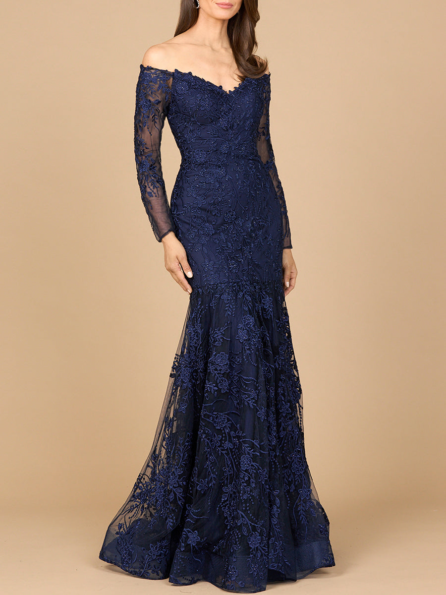 Formal Dresses Long Mermaid Beaded Formal Dress Navy