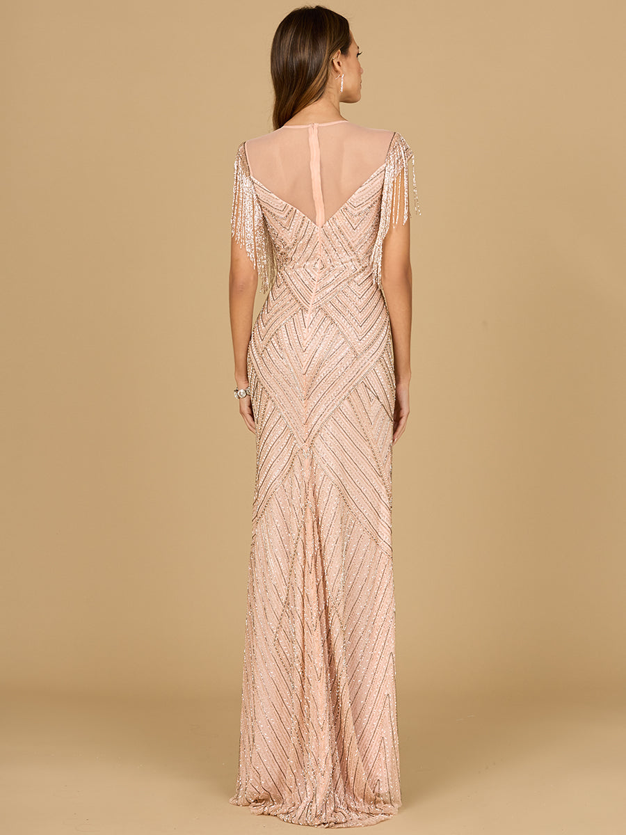 Formal Dresses Long Formal Beaded Fringe Evening Dress Blush