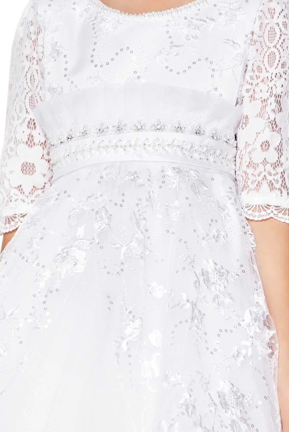 Flower Girl Dresses Beaded A Line Floral Lace Flower Girl Dress White