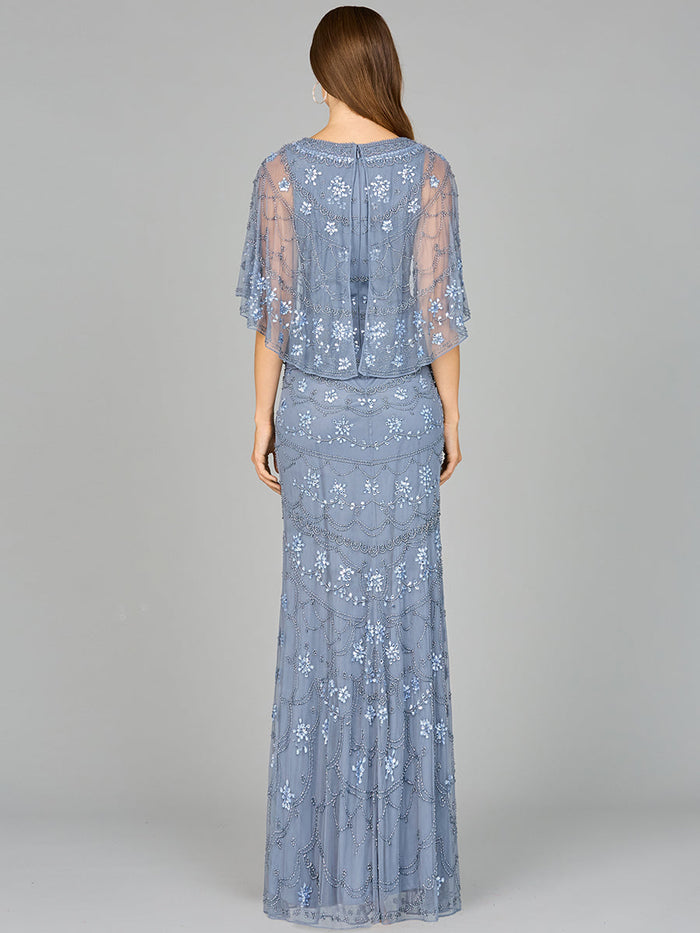 Mother of the Bride Dresses Modest Long Formal Beaded Mother of the Bride Dress Dusty Periwinkle