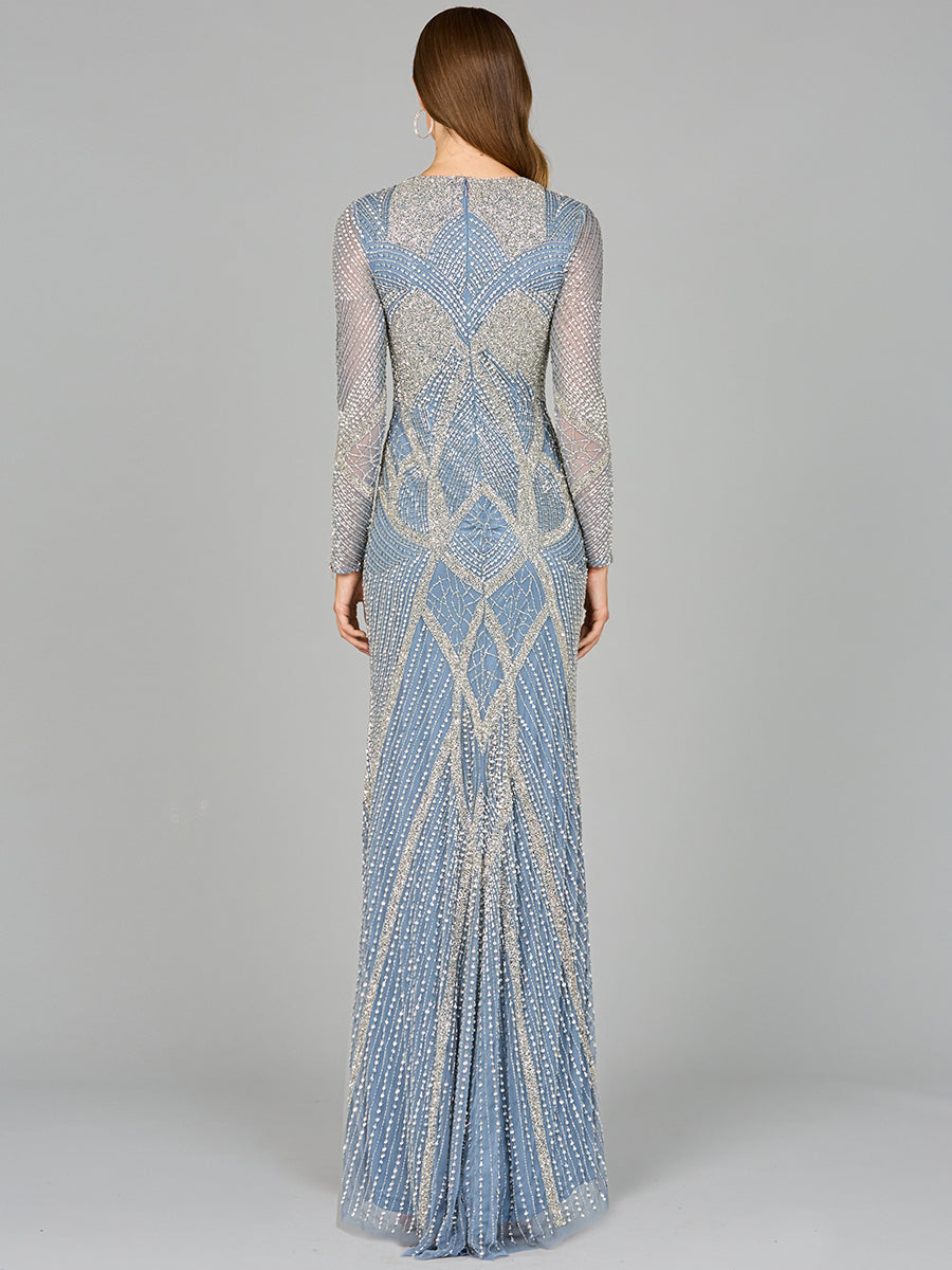 Mother of the Bride Dresses Beaaded Long Sleeve Mother of the Bride Formal Dress Ink Blue