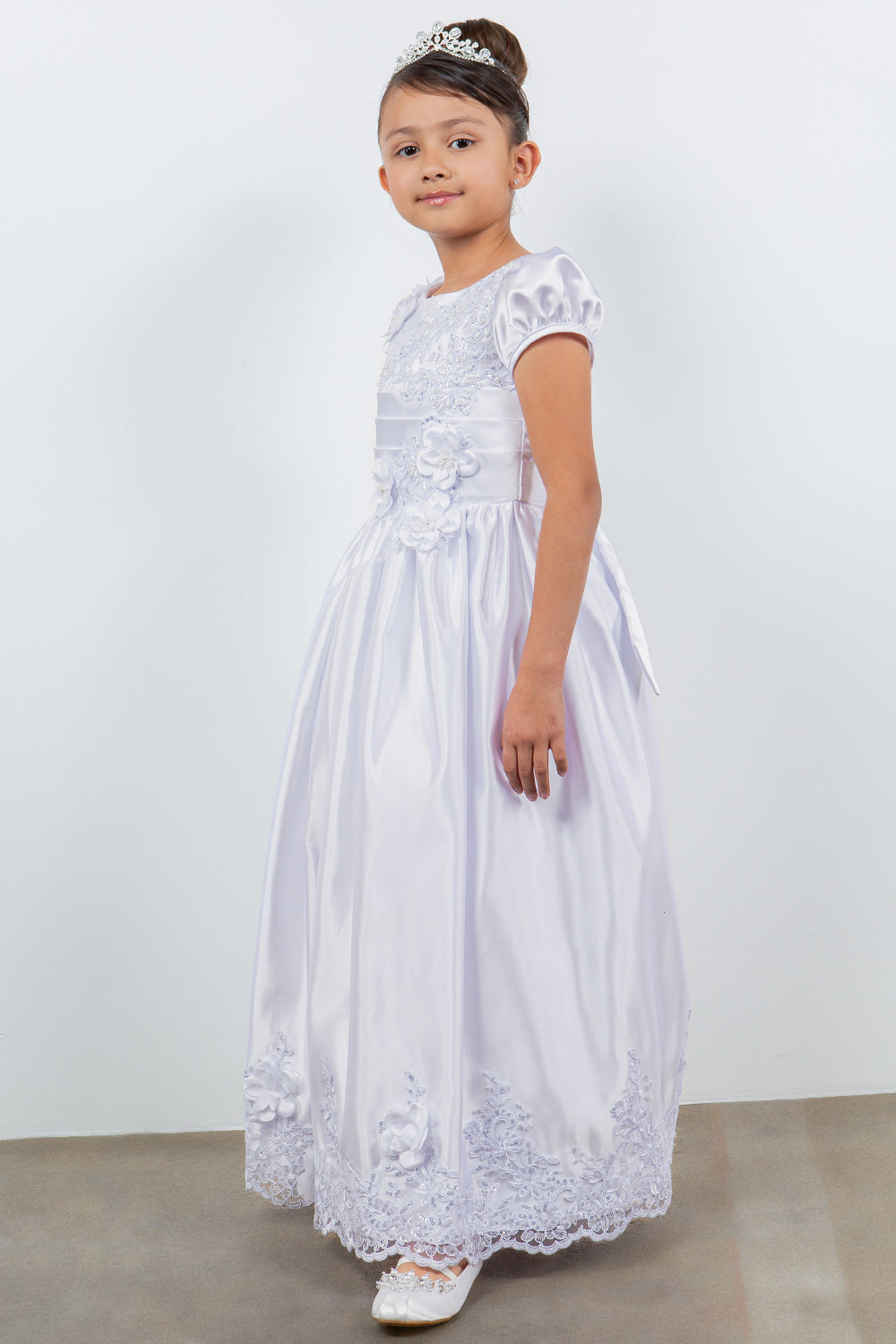 Flower Girl Dresses Beaded tea Length A Line Flower Girl Dress White