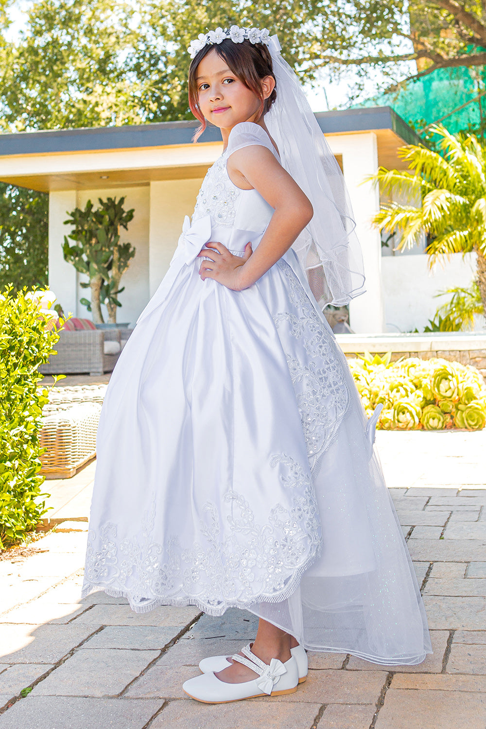Flower Girl Dresses Beaded Flower Girl A Line Tea Length Dress White