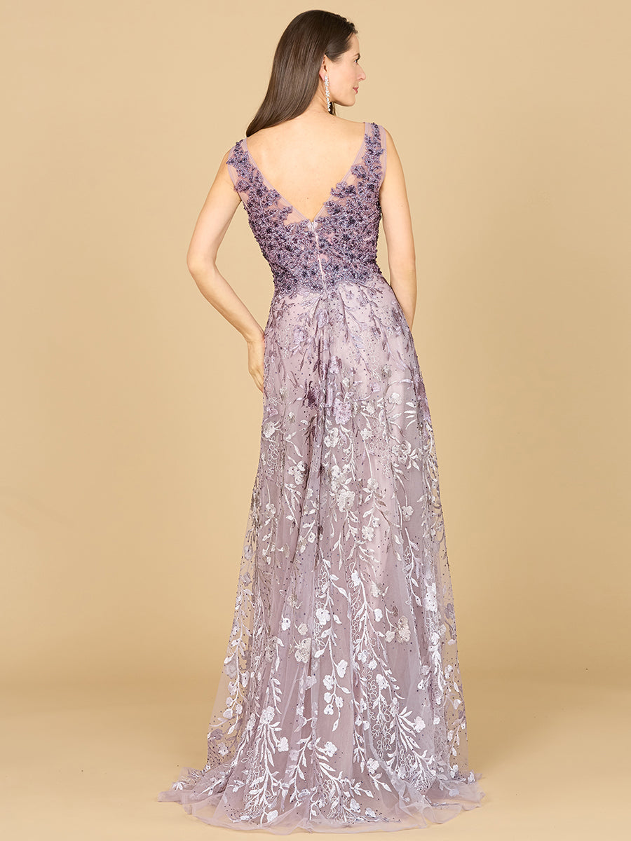 Formal Dresses Long Formal Ombre Lace Evening Gown Purple