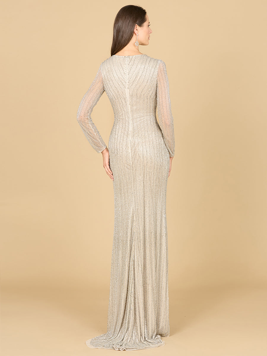 Mother of the Bride Dresses Long Sleeve Mother of the Bride Beaded Formal Dress Silver