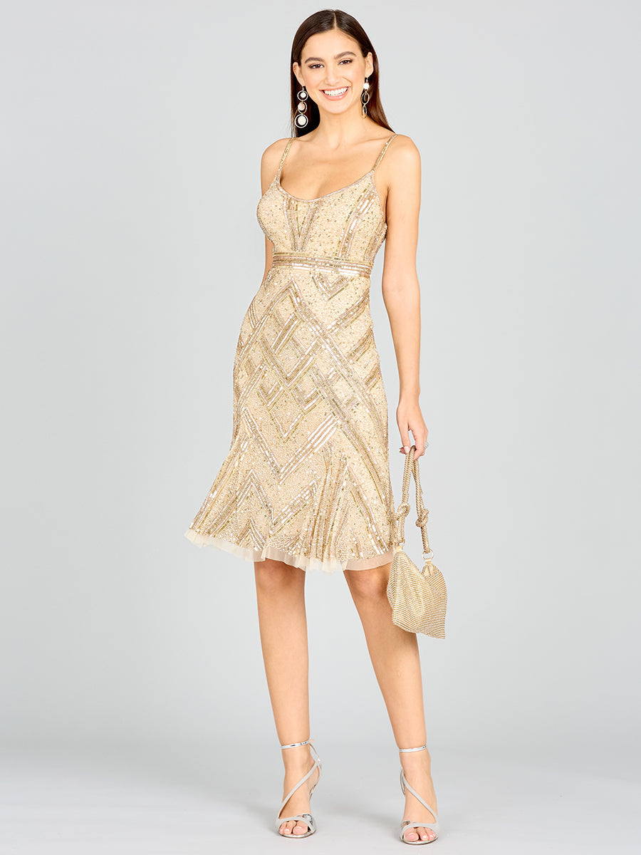 Cocktail Dresses Sequin Beaded Short Cocktail Dress Nude