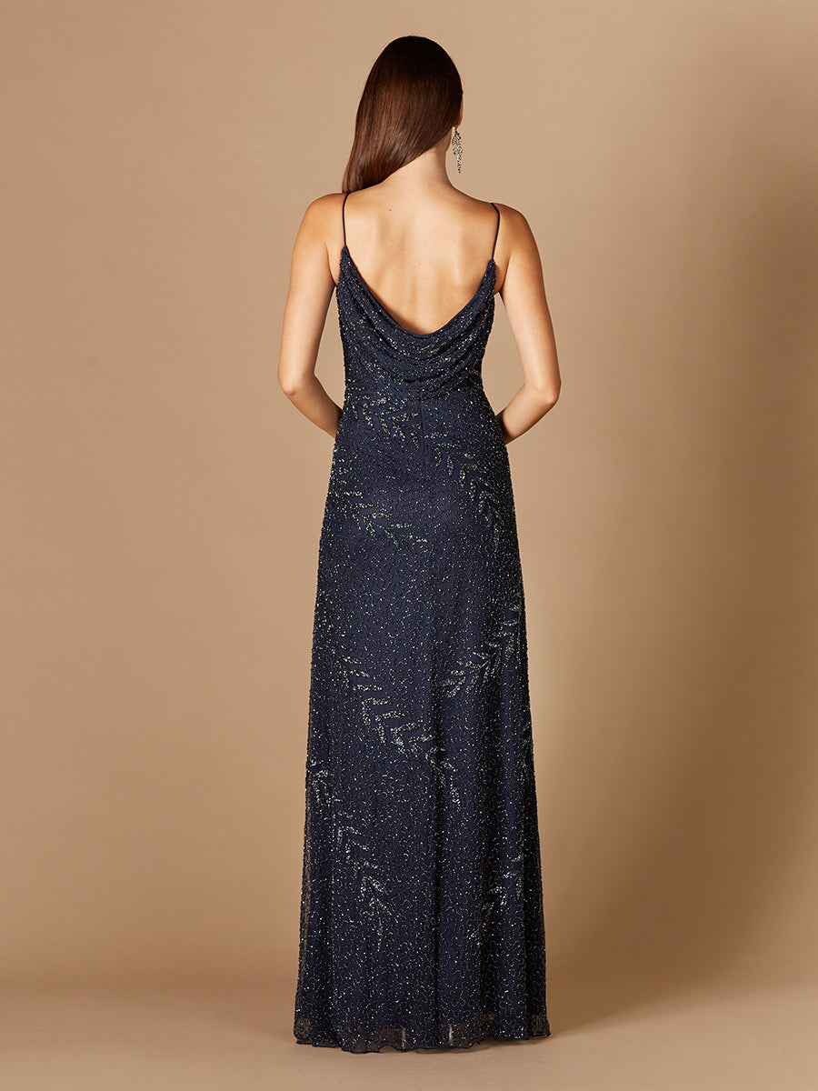 Prom Dresses Beaded Long Formal Evening Prom Dress Navy