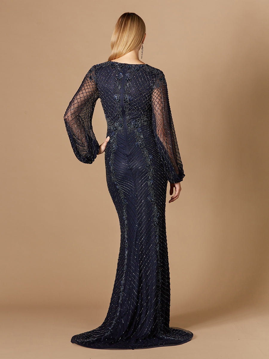 Mother of the Bride Dresses Long Formal Mother of the Bride Beaded Dress Navy