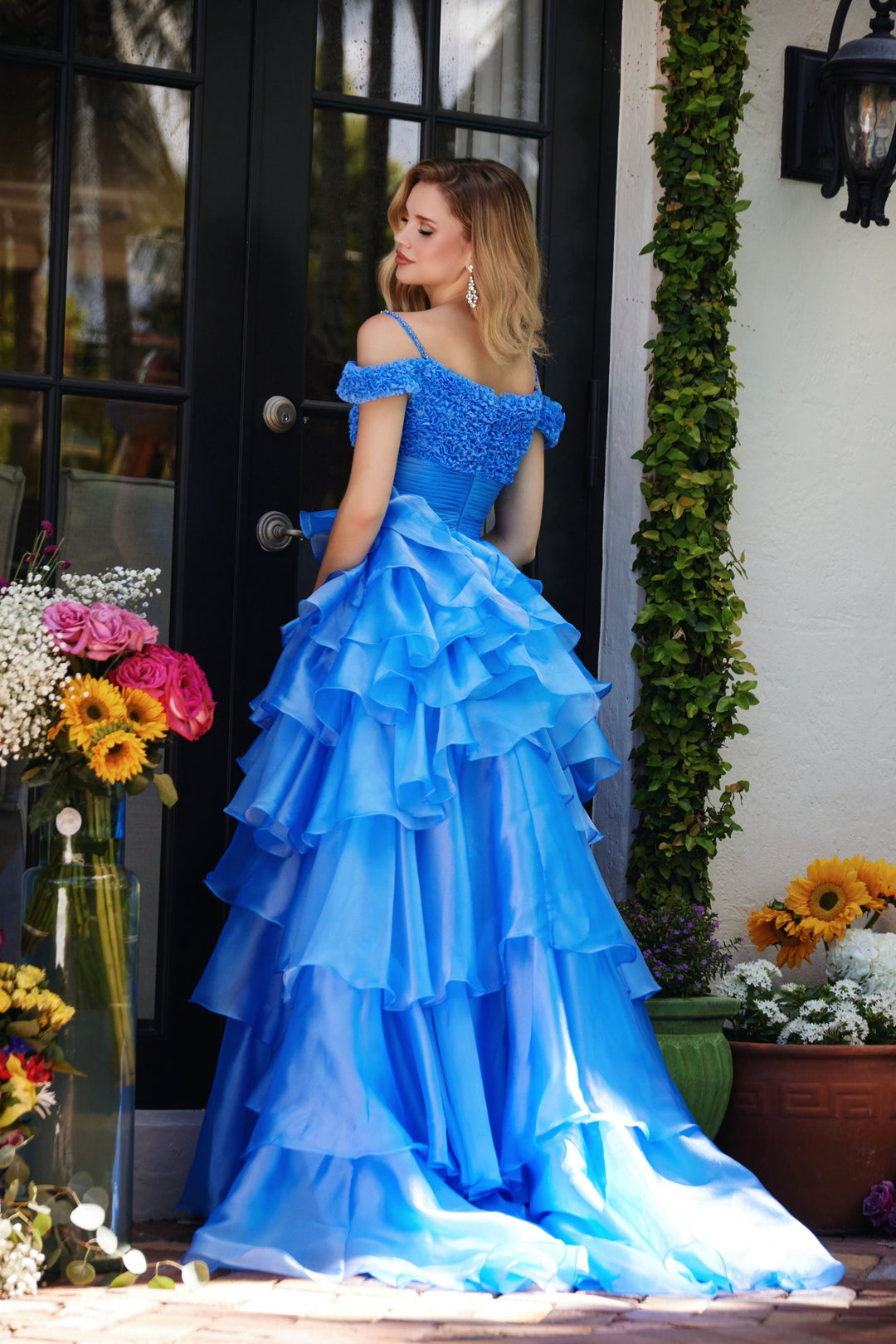 Prom Dresses Long Ruffle A Line Prom Slit Formal Dress Periwinkle