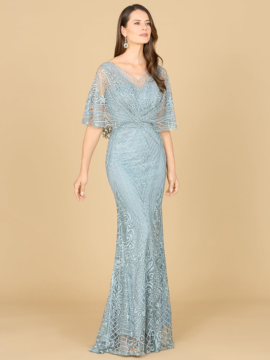 Mother of the Bride Dresses Floral Pattern Long Mother of the Bride Lace Dress Dusk