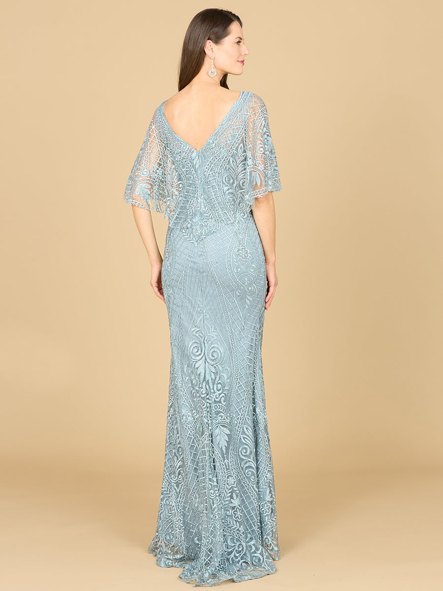 Mother of the Bride Dresses Floral Pattern Long Mother of the Bride Lace Dress Dusk
