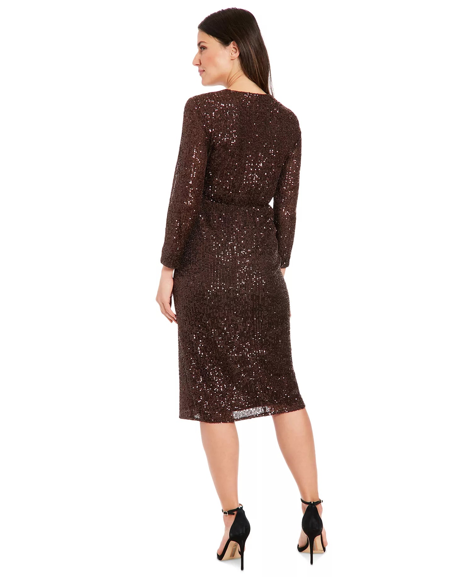 London Times T7184M Midi Wrap Skirt Cocktail Dress