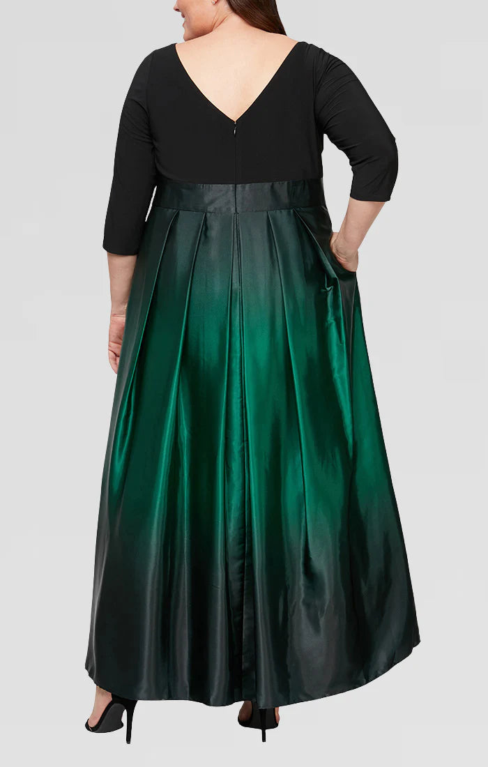 Formal Dresses Plus Size Ombre Satin Long Formal Ballgown Black/Green