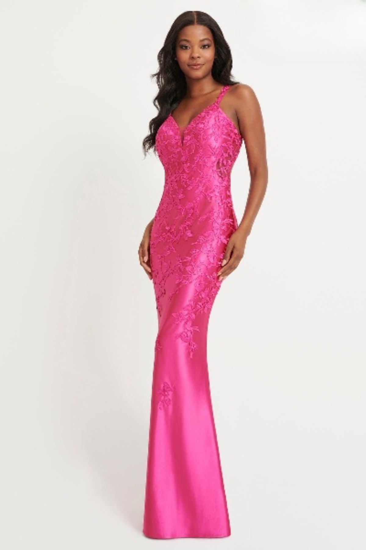Prom Dresses Prom Long Fitted Lace Applique Formal Dress Raspberry