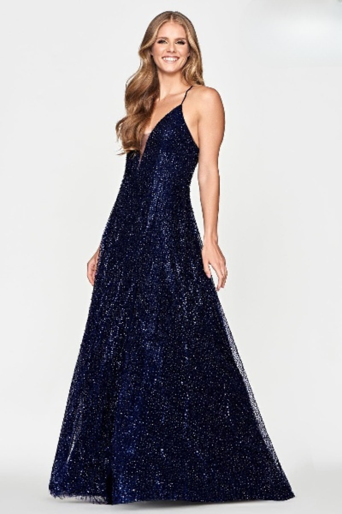 Prom Dresses A Line Long Formal Slit Prom Dress Navy