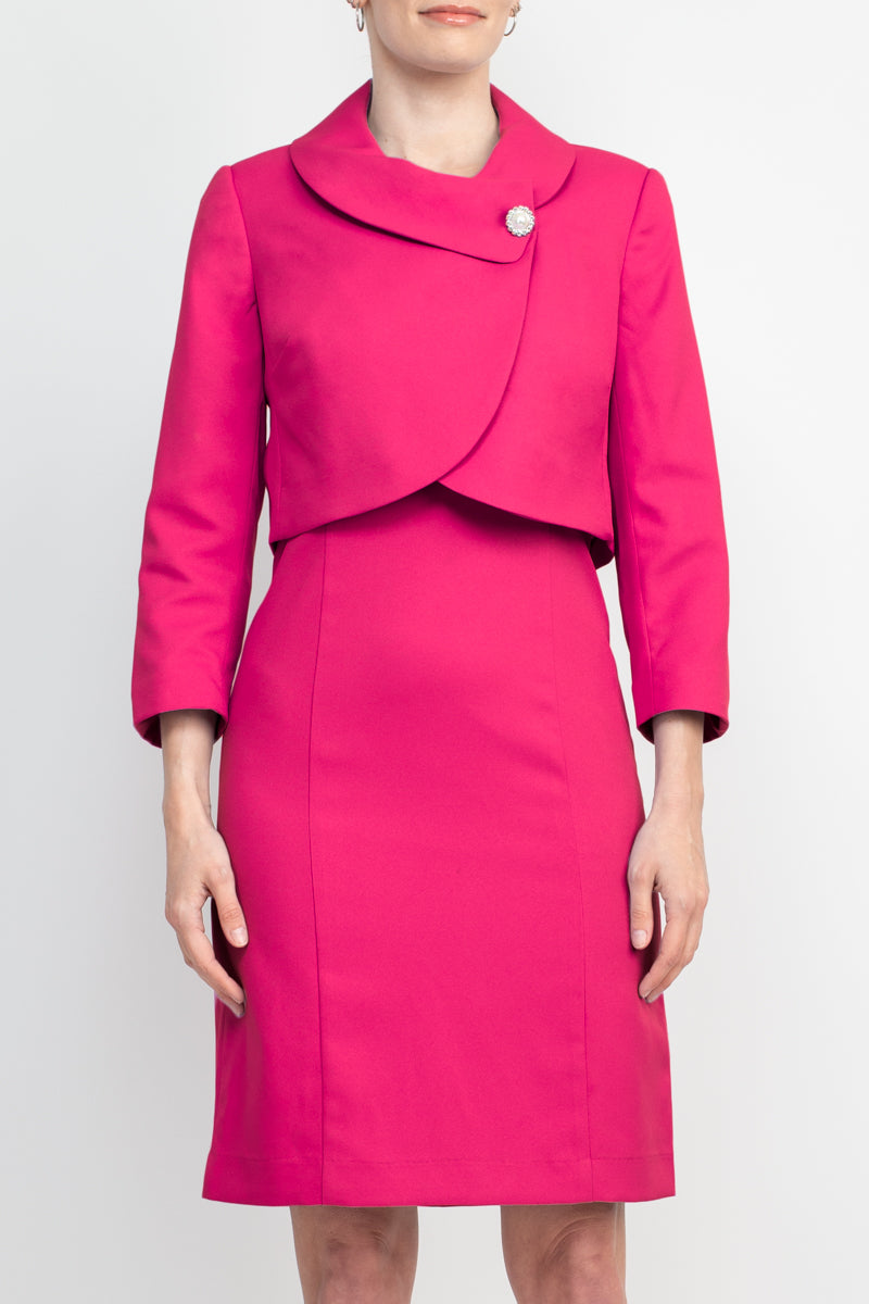 Cocktail Dresses Short Cocktail Fitted Jacket Dress Hot Pink