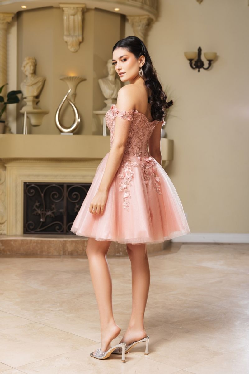Off-the-Shoulder Mini/Short Tulle Cocktail A-Line May Queen 2081