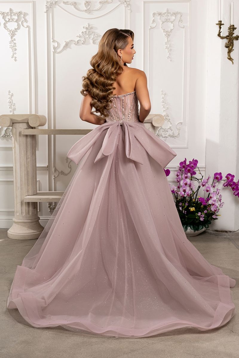 Mauve Sweetheart Floor-Length Mesh Prom Dress May Queen MQRQ8257