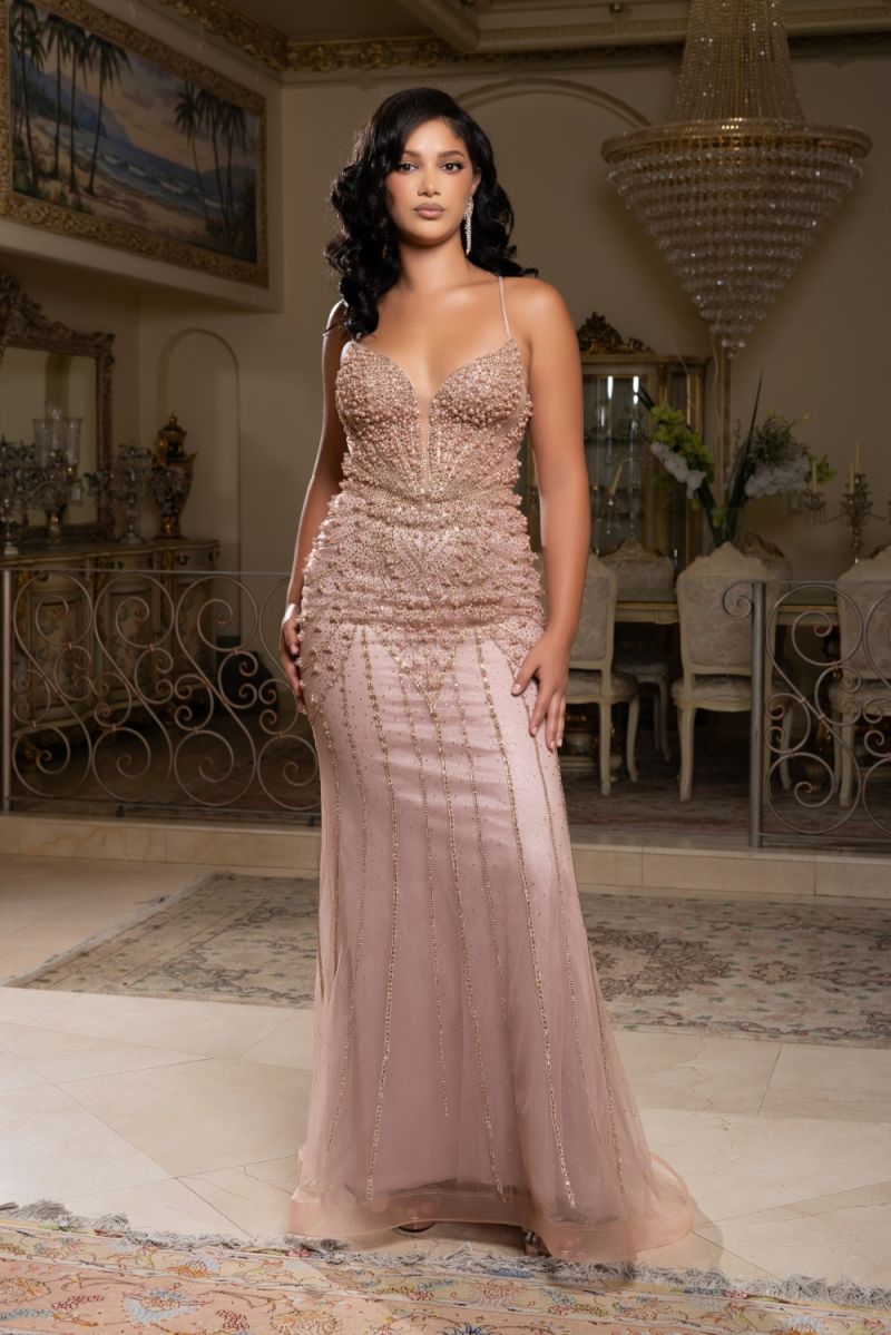 V-Neck Floor-Length Tulle Prom Mermaid/Trumpet May Queen RQ8219