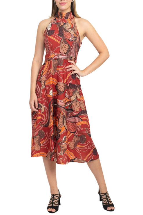 Tahari ASL 2PM036 Midi Multi Print Cocktail Dress