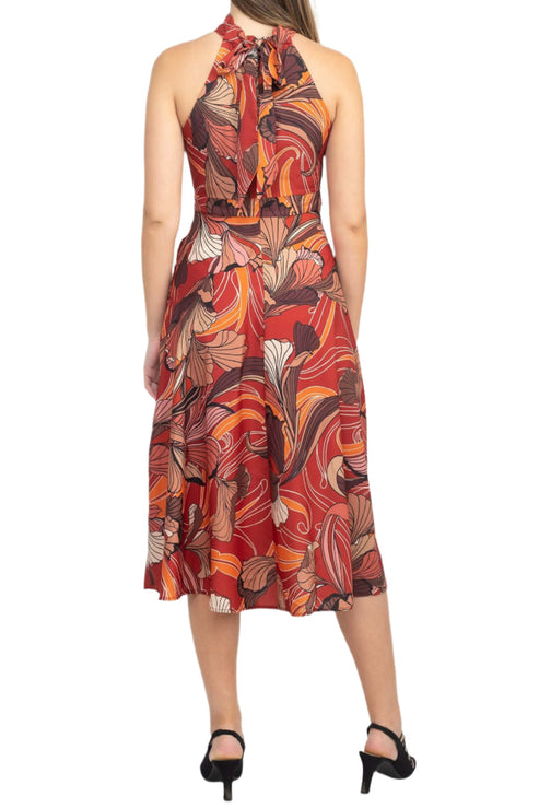 Tahari ASL 2PM036 Midi Multi Print Cocktail Dress