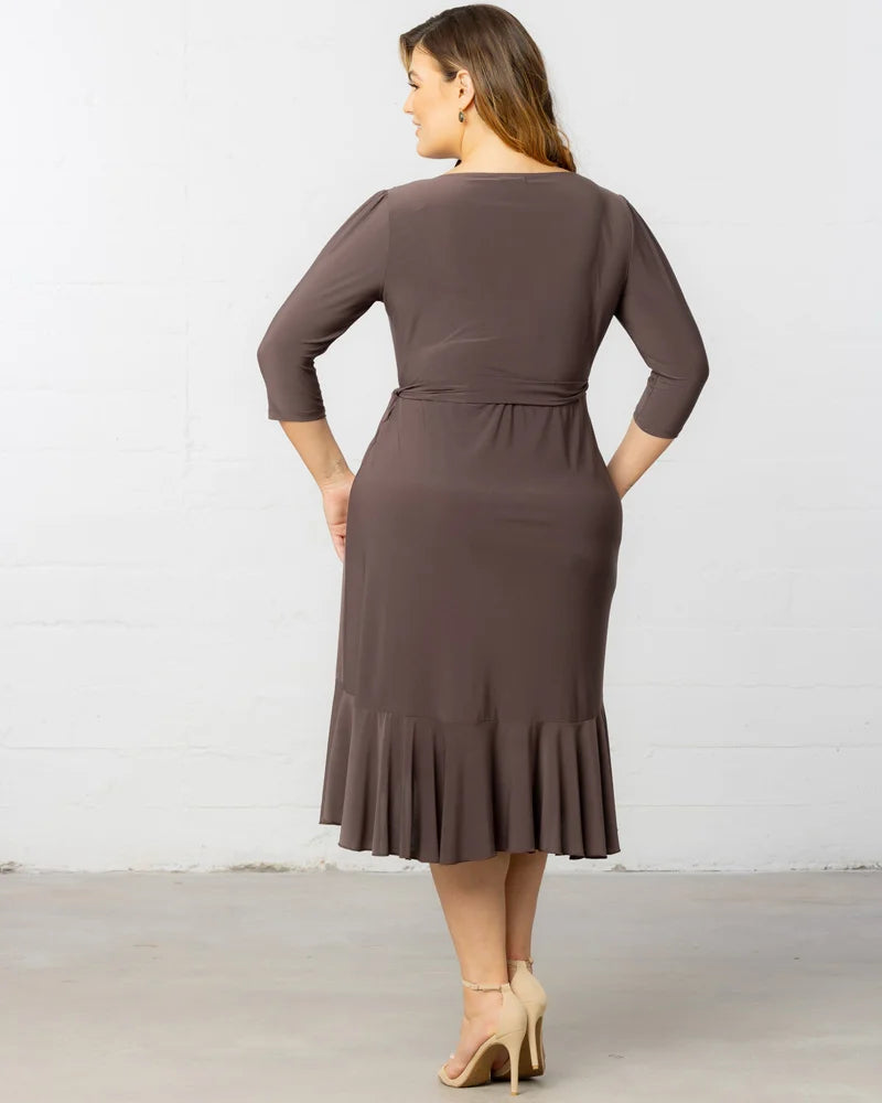 Plus Size Dresses Short Ruffle Cocktail Plus Size Dress Kiyona 11122201 Java