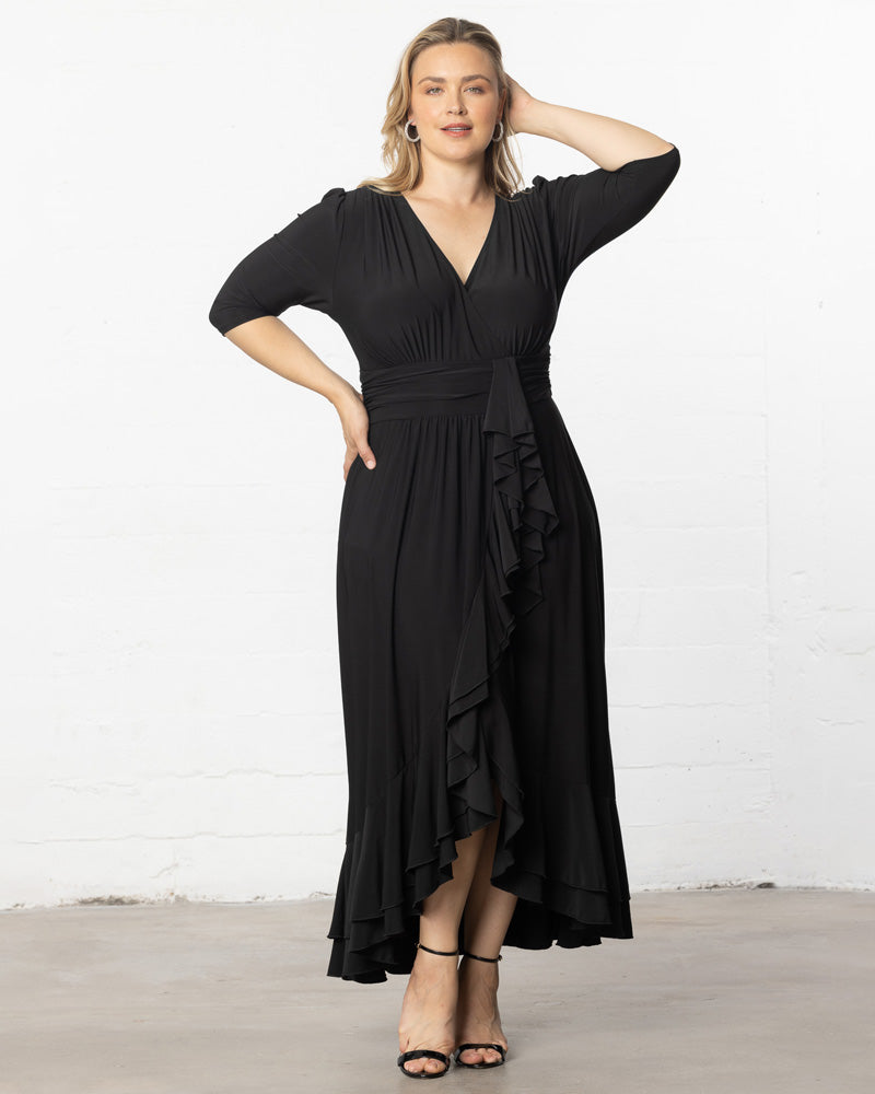 Plus Size Dresses Short Ruffle Cocktail Evening Plus Size Dress Onyx